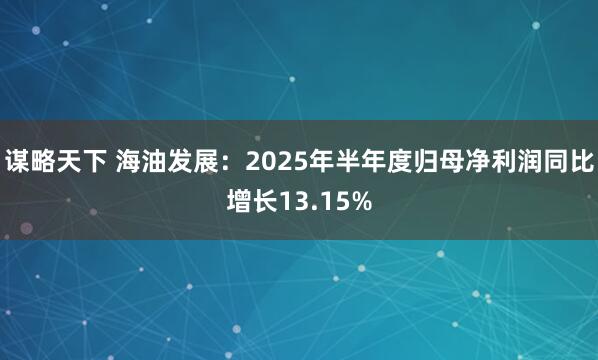谋略天下 海油发展：2025年半年度归母净利润同比增长13.15%